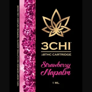 3Chi Delta 8 THC Vape Cartridge with Botanical Derived Terpenes – Strawberry Napalm