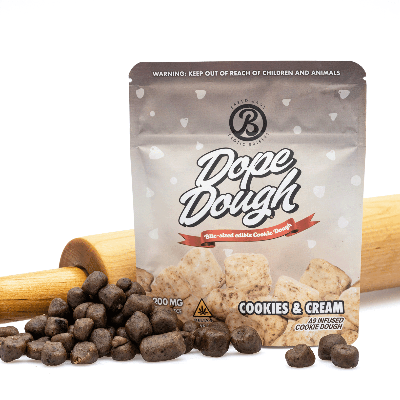Baked Bags Delta 9 THC Dope Dough – Cookies & Cream (200 mg Total Delta 9 THC)