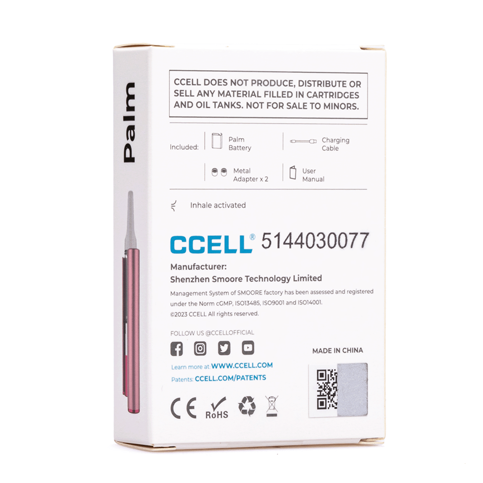 CCELL Palm Vape Battery – Rose Gold with Pink Frame - Image 2