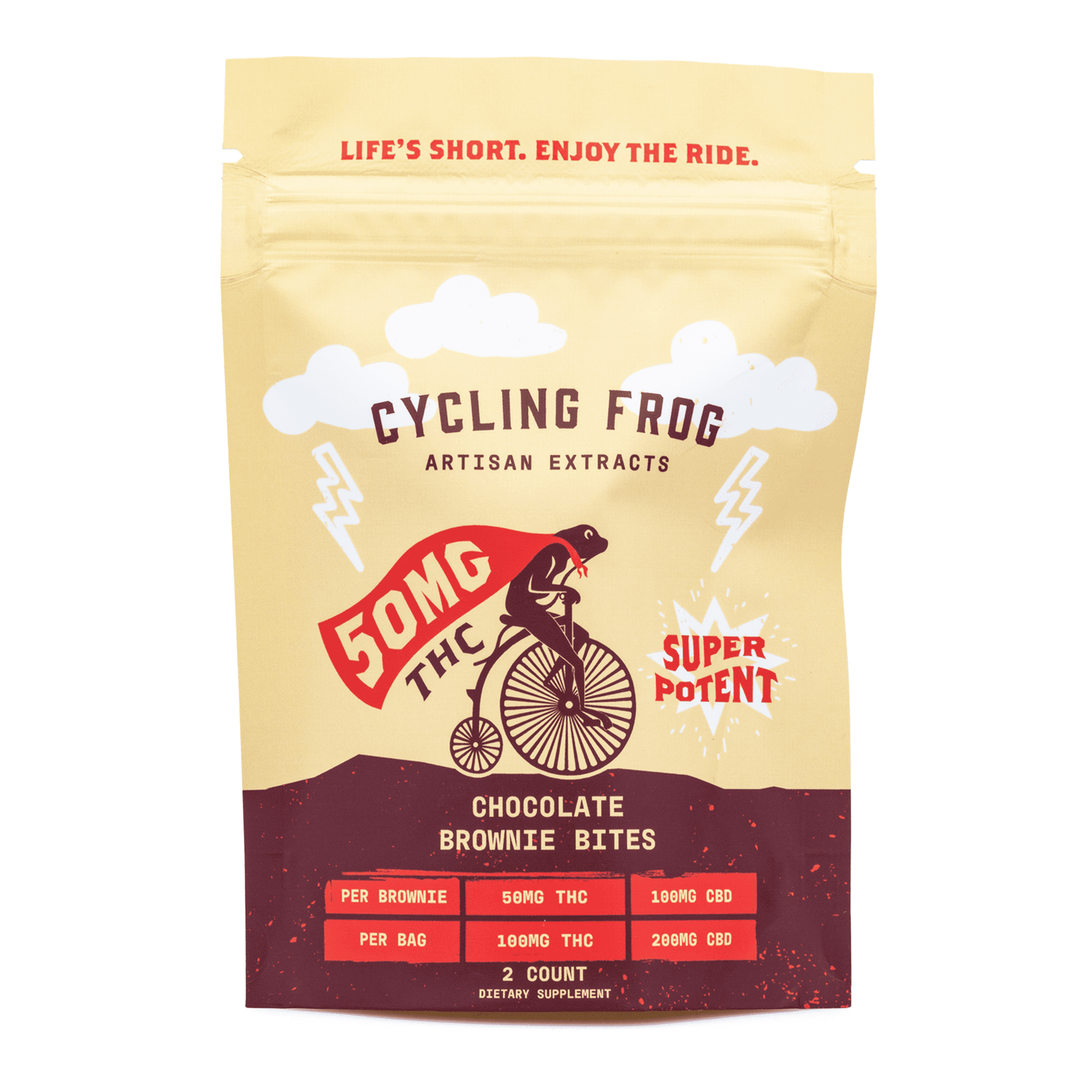 Cycling Frog THC + CBD Chocolate Brownie Bites – 2 ct (100 mg Delta 9 THC + 200 mg CBD Total) - Image 2