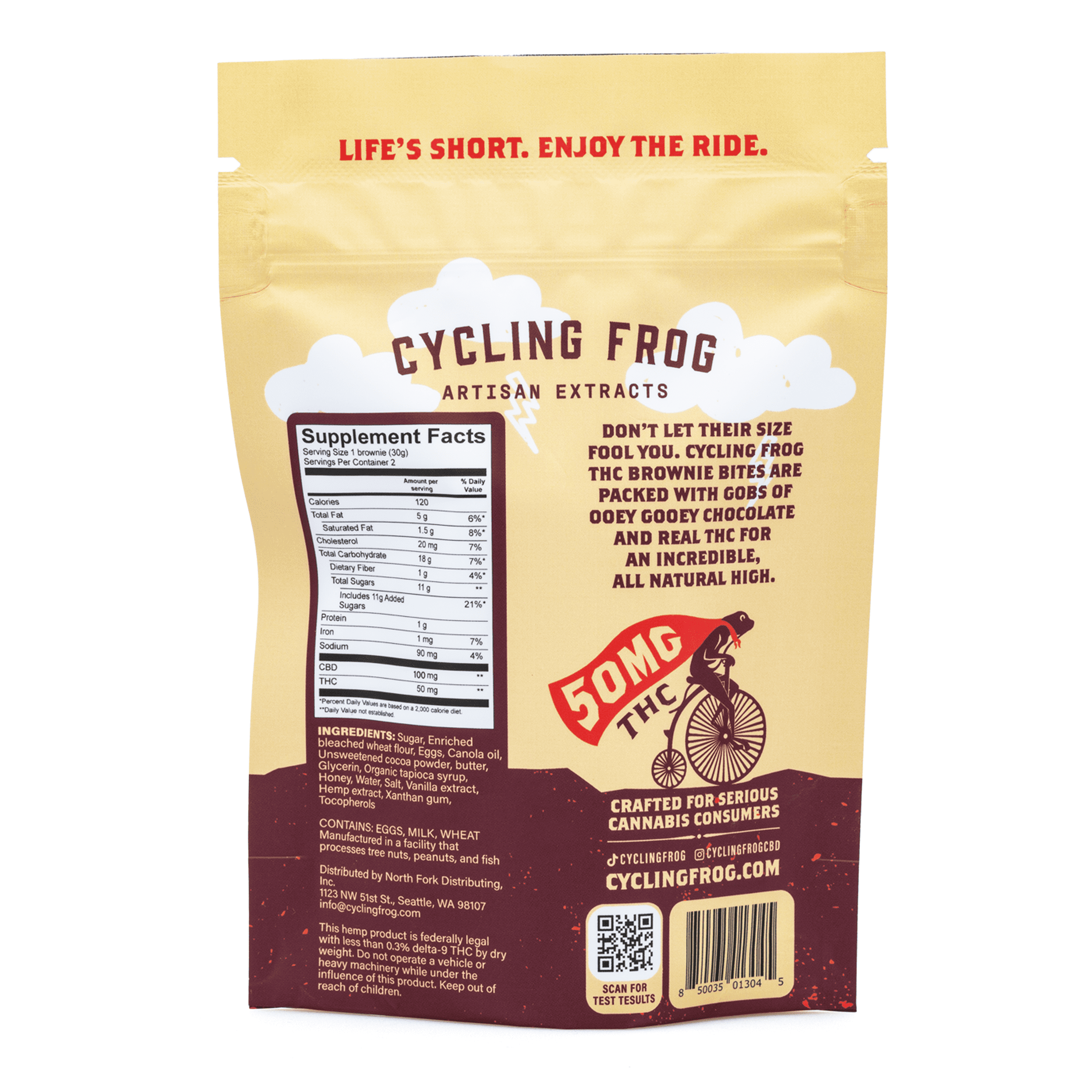 Cycling Frog THC + CBD Chocolate Brownie Bites – 2 ct (100 mg Delta 9 THC + 200 mg CBD Total) - Image 3