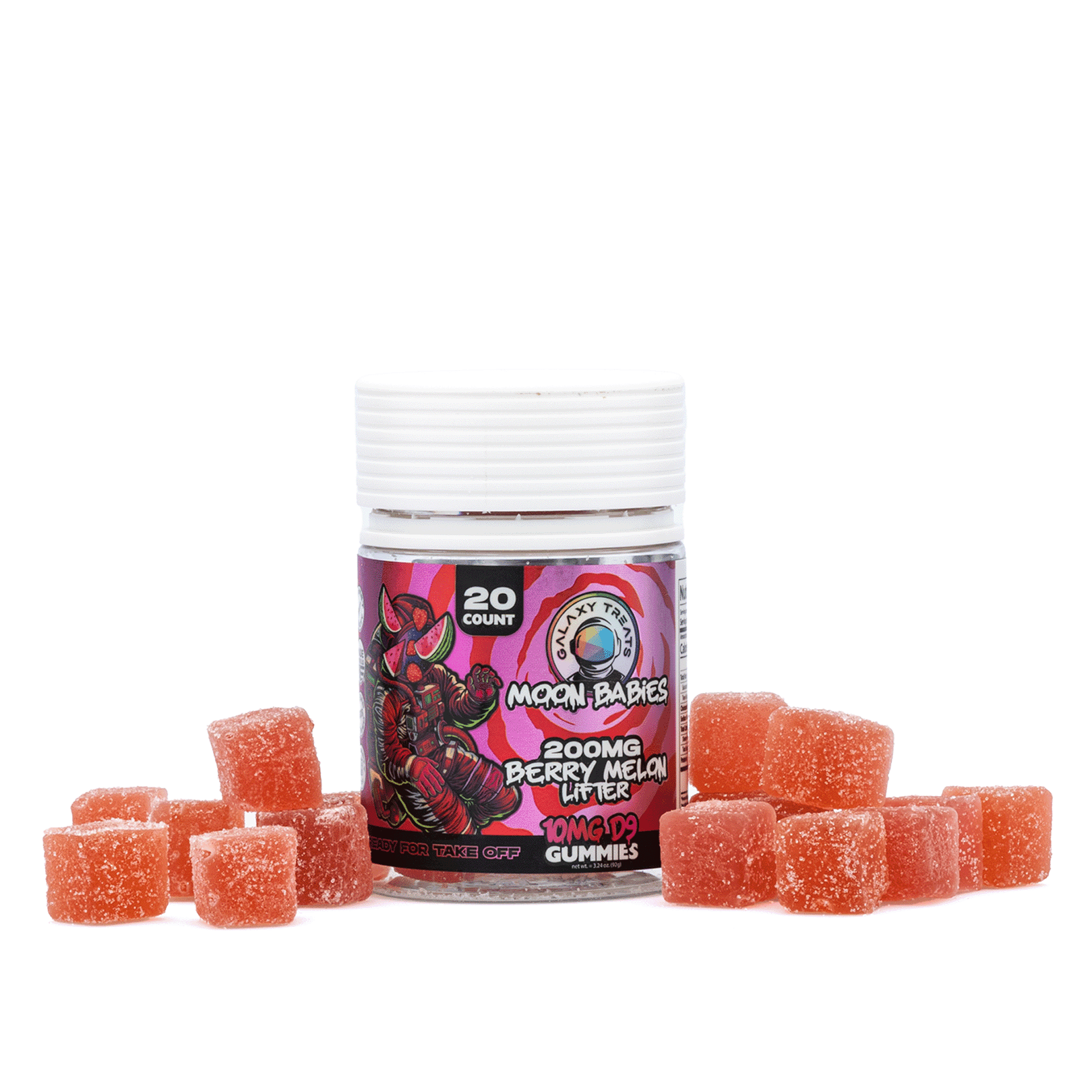 Galaxy Treats Moon Babies Delta 9 THC Gummies – Berry Melon Lifter (200 mg Total Delta 9 THC + 280 mg Total CBD)