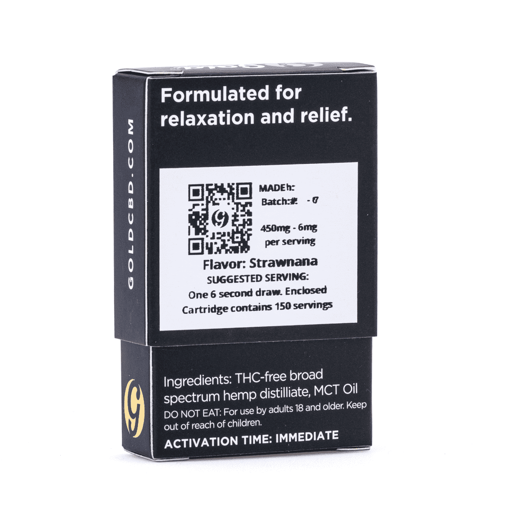 Gold Standard CBD Vape Cartridge – Strawnana (450 mg) - Image 3