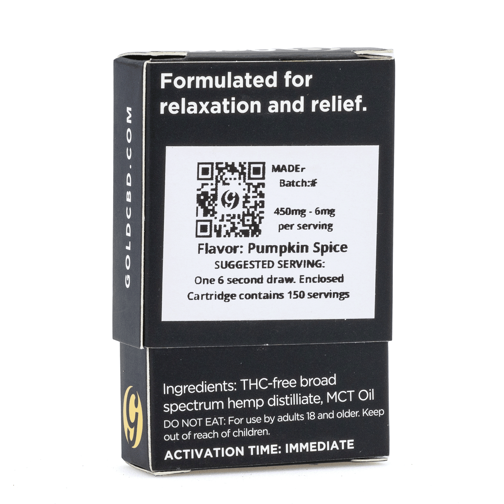 Gold Standard CBD Vape Cartridge – Pumpkin Spice (450 mg) - Image 2