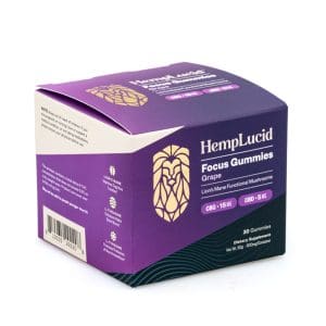 Hemplucid Focus Mushroom Gummies – Grape (450 mg Total CBG + 150 mg Total CBD) - Image 2