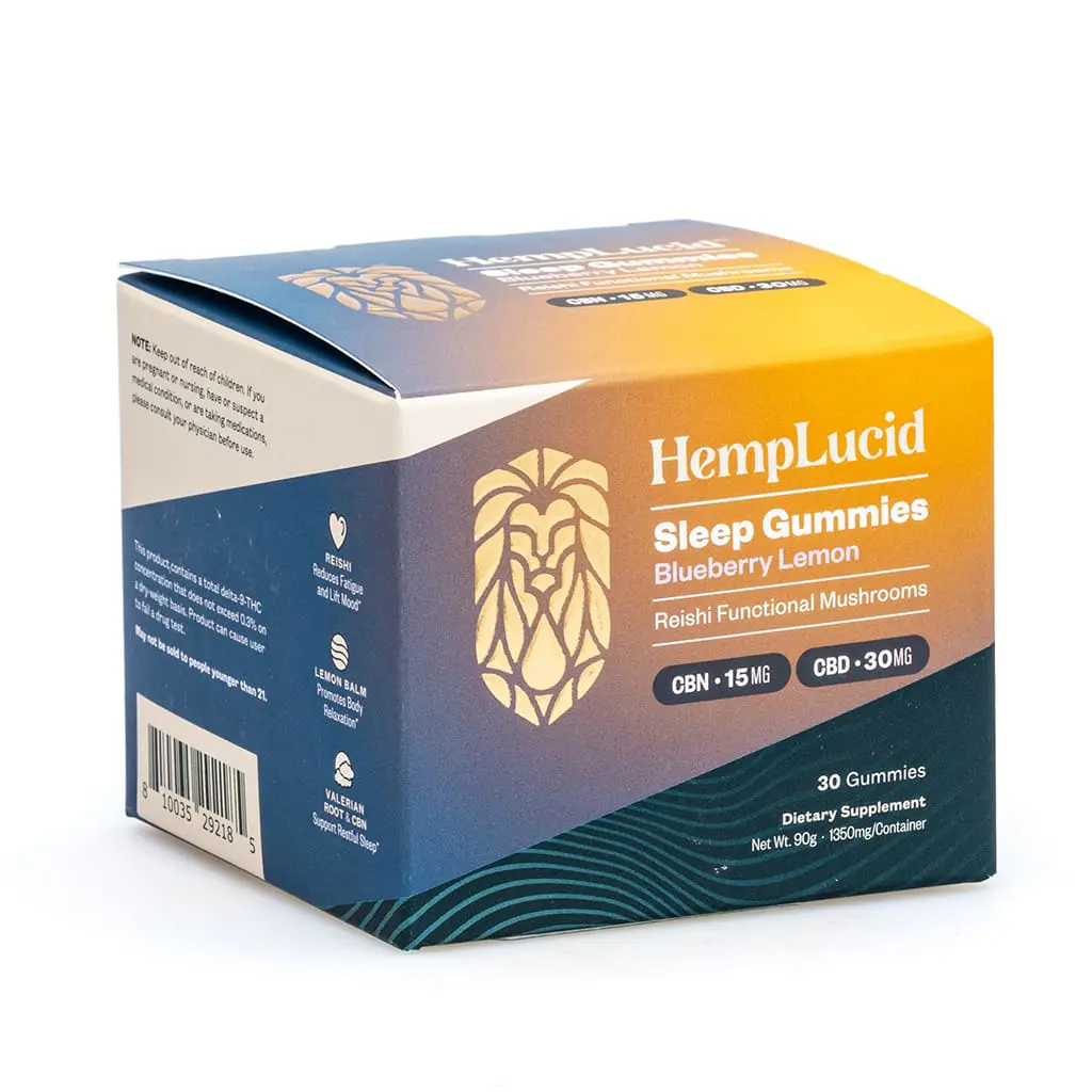 Hemplucid Sleep Mushroom Gummies – Blueberry Lemon (900 mg Total CBD + 450 mg Total CBN) - Image 2