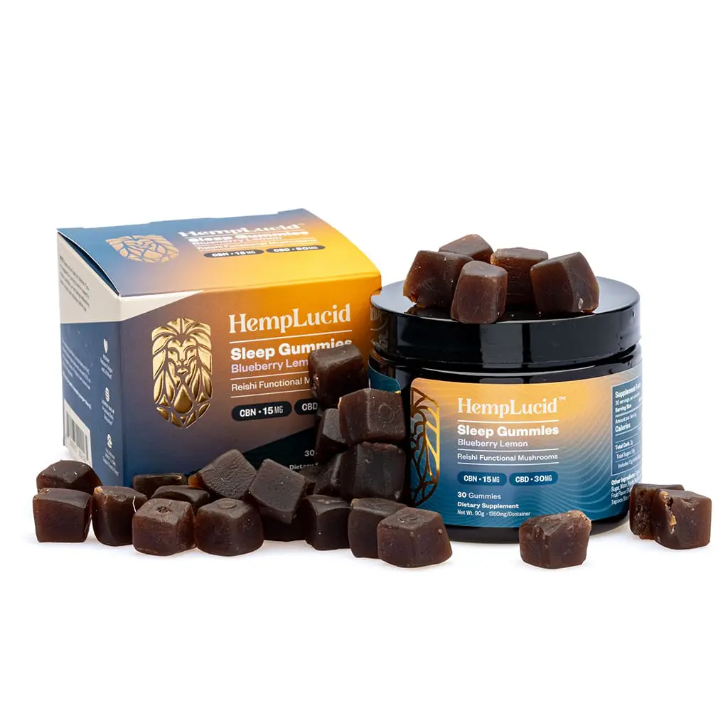 Hemplucid Sleep Mushroom Gummies – Blueberry Lemon (900 mg Total CBD + 450 mg Total CBN)