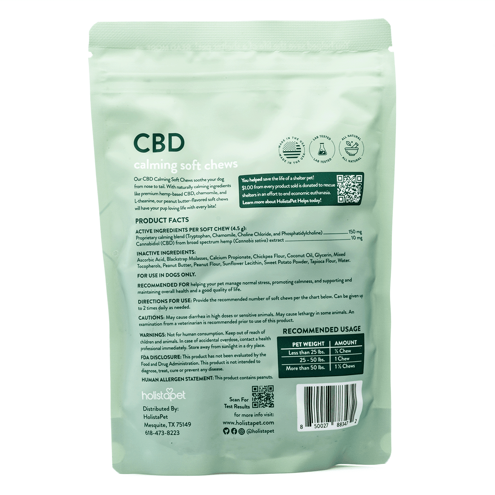 HolistaPet CBD Calming Soft Chews for Dogs (300 mg Total CBD) - Image 3
