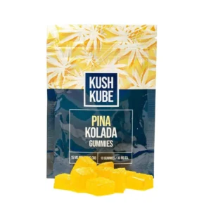 Kush Kube Delta 9 + CBD Gummies – Pina Kolada (150 mg total Delta 9 THC + 150 mg Total CBD)