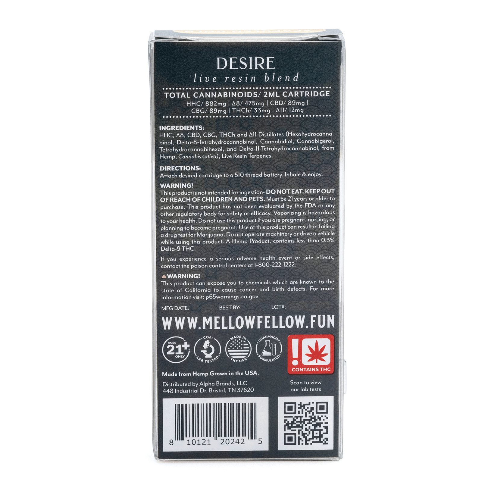Mellow Fellow Desire Blend Live Resin Vape Cartridge – Acapulco Gold - Image 3