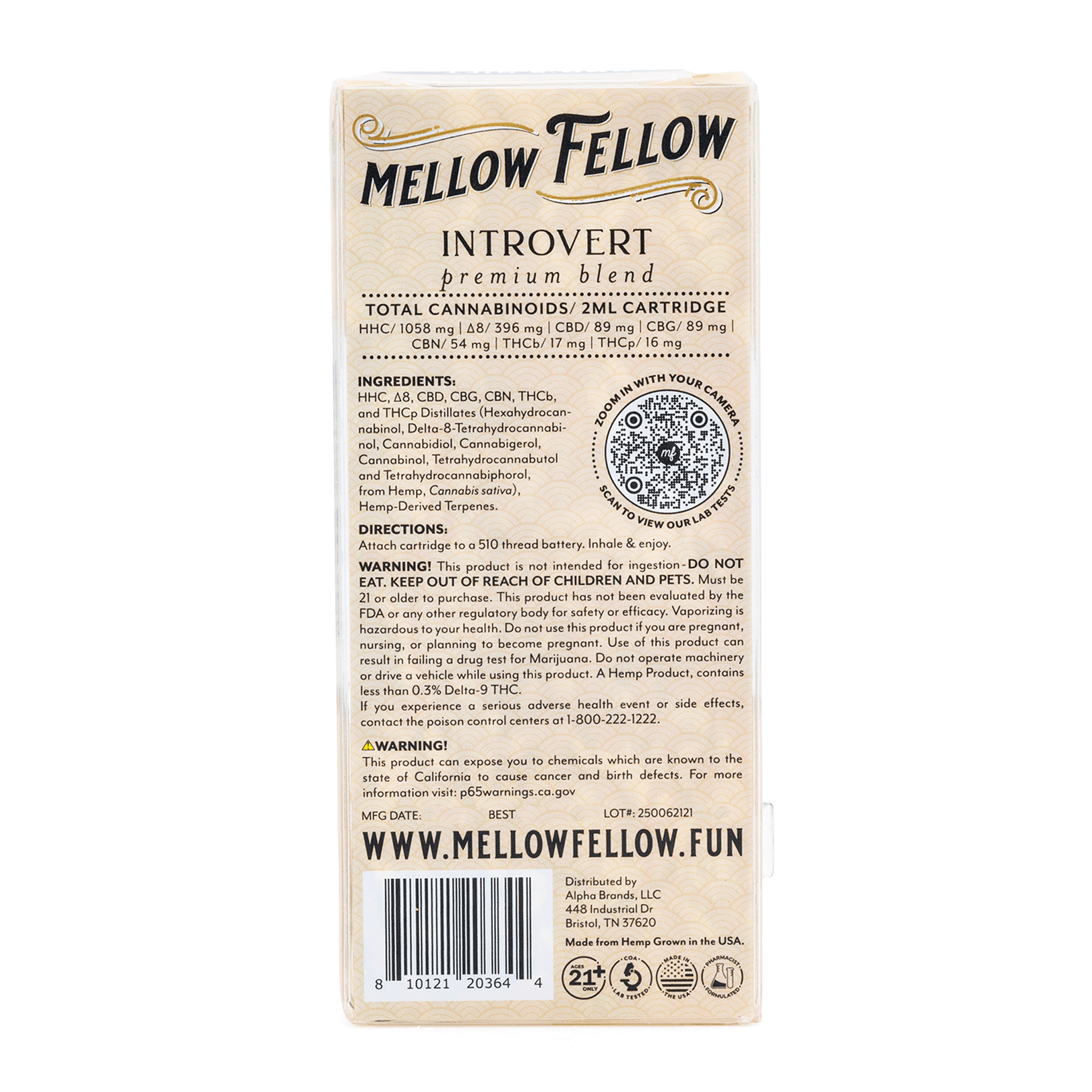 Mellow Fellow Introvert Blend Vape Cartridge – God’s Gift - Image 3