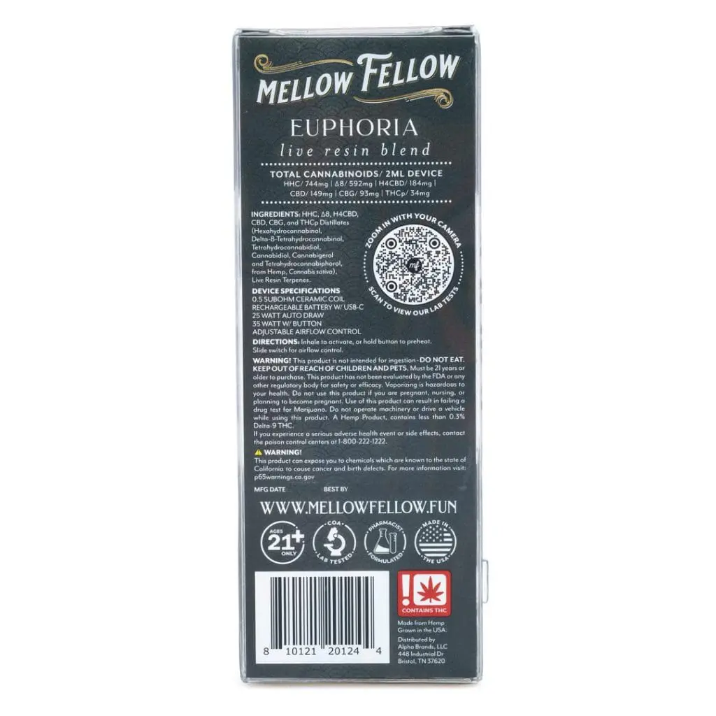 Mellow Fellow Picasso’s Euphoria Blend Live Resin Disposable Vape – Strawberry Amnesia - Image 3