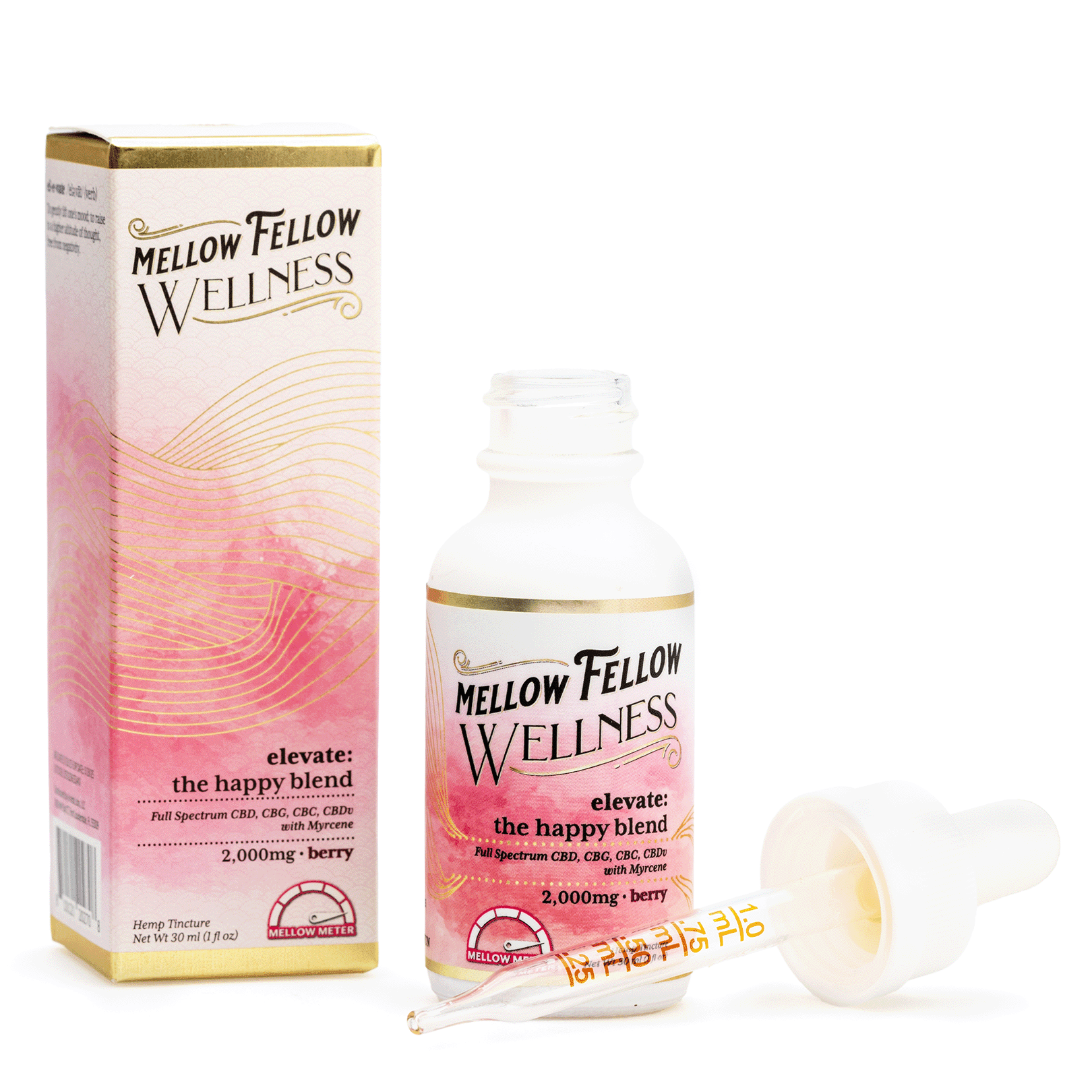 Mellow Fellow Wellness Tincture – Happy Blend – Berry (2000 mg Total Cannabinoids)