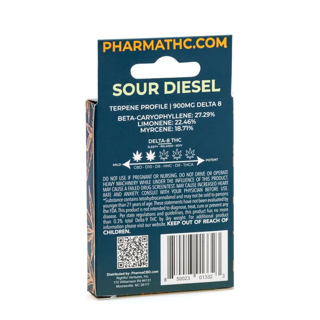 PharmaTHC Delta 8 THC Vape Cartridge – Sour Diesel - Image 3