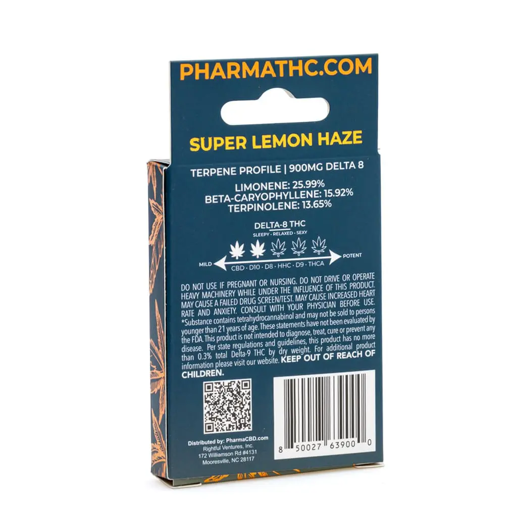 PharmaTHC Delta 8 THC Vape Cartridge – Super Lemon Haze - Image 3