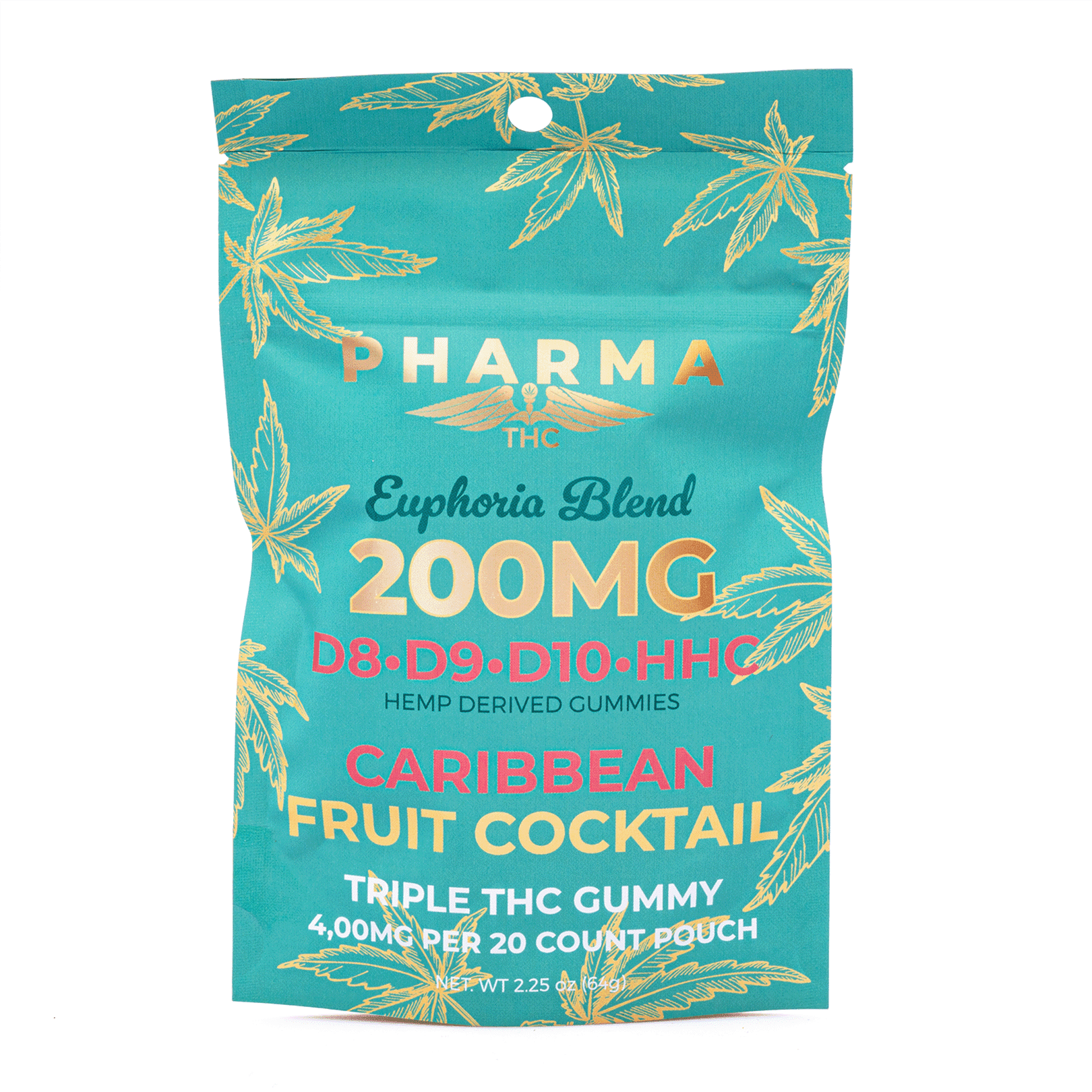 PharmaTHC Euphoria Blend Gummies – Caribbean Fruit Cocktail (4000 mg Total Cannabinoids) - Image 3
