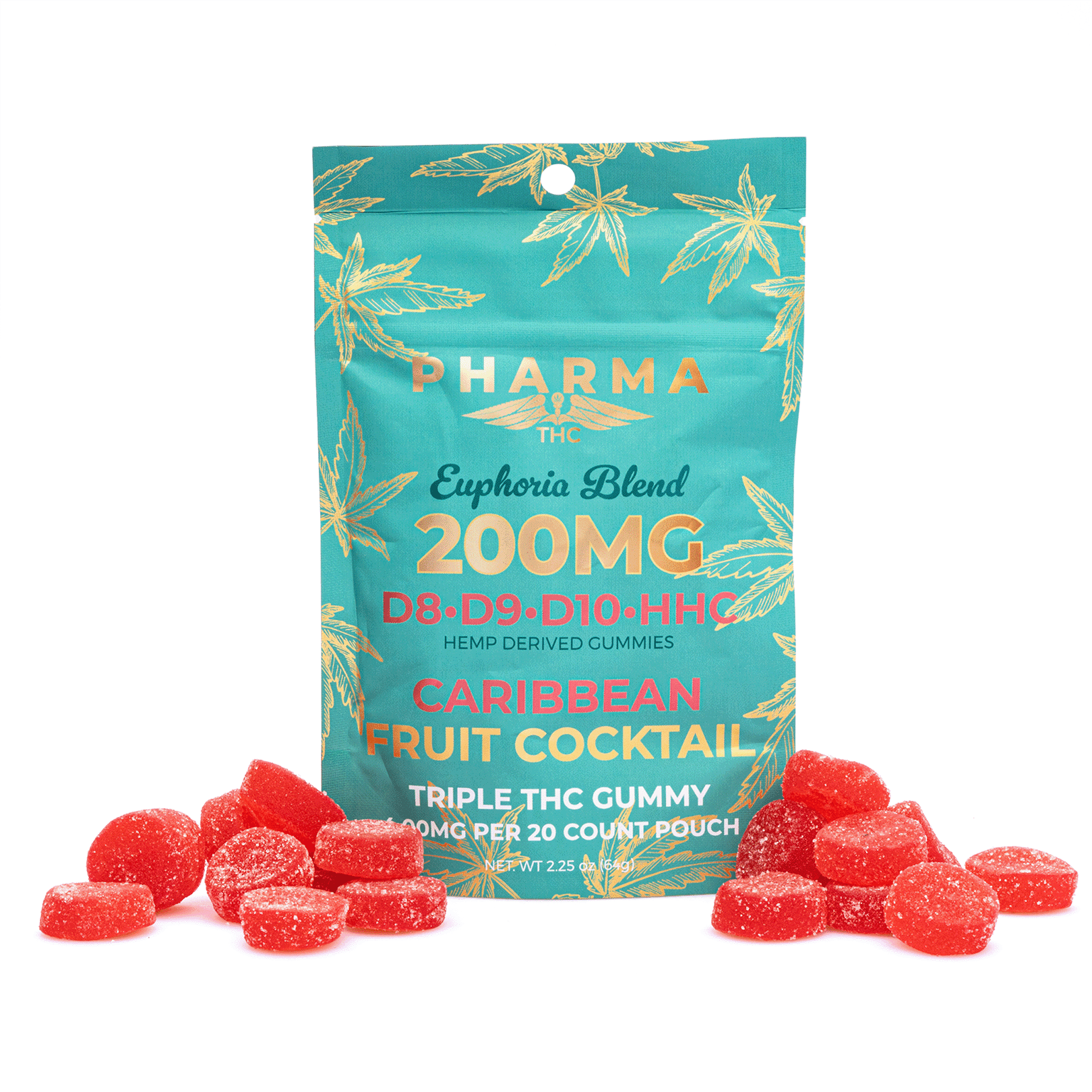 PharmaTHC Euphoria Blend Gummies – Caribbean Fruit Cocktail (4000 mg Total Cannabinoids)