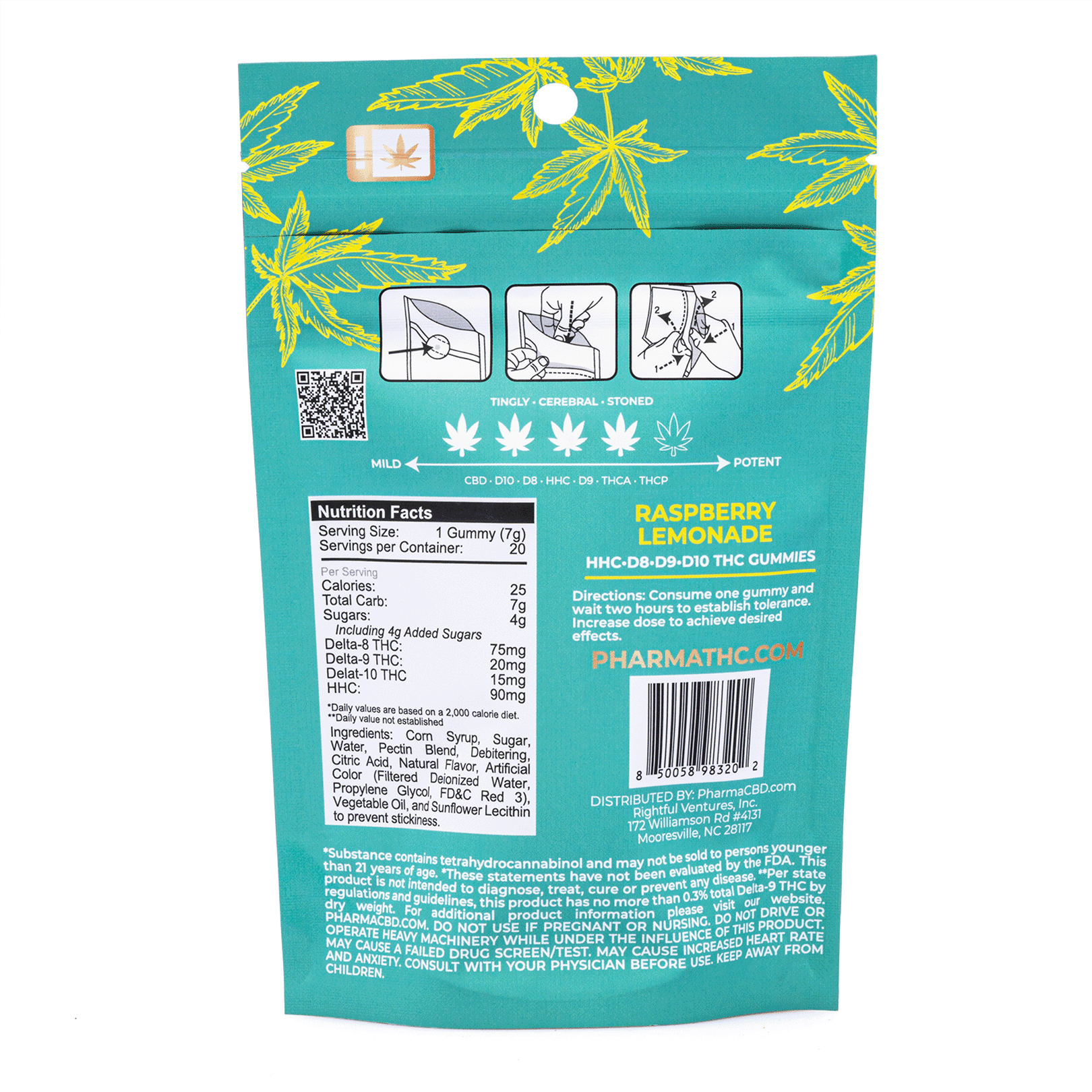 PharmaTHC Euphoria Blend Gummies – Raspberry Lemonade (4000 mg Total Cannabinoids) - Image 3