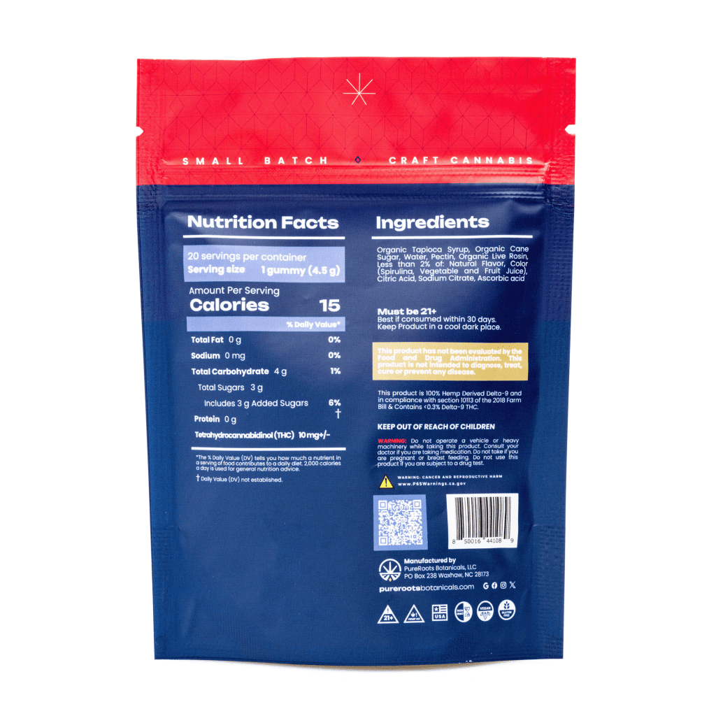 Pure Roots Botanicals THC Live Rosin Gummies – Strawberry Frost (200 mg Total Delta 9 THC) - Image 3