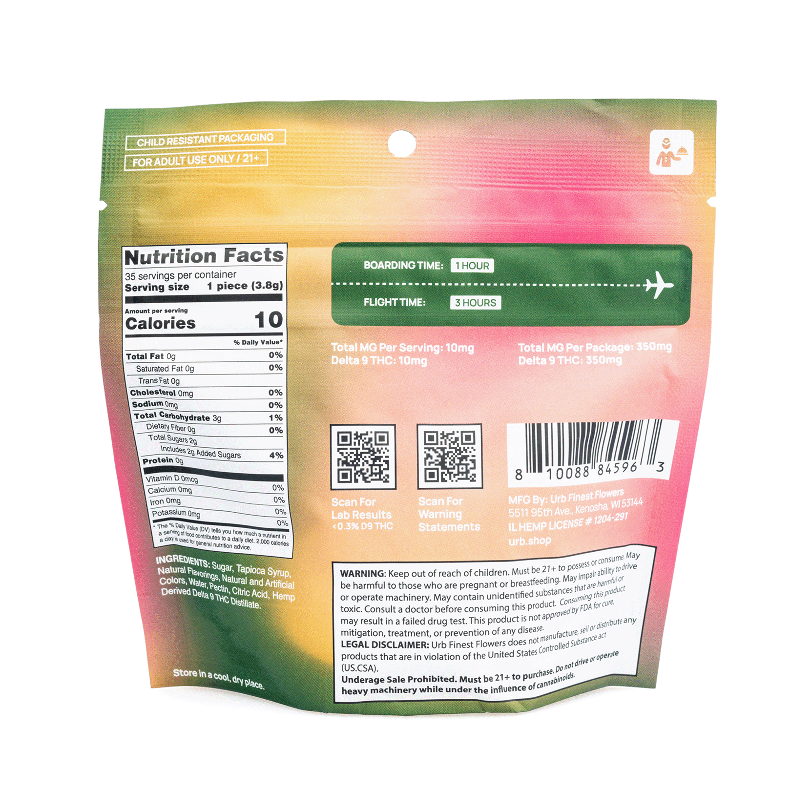 Urb Delta 9 THC Gummies – Peach Mango Watermelon (350 mg Total Delta 9 THC) - Image 3