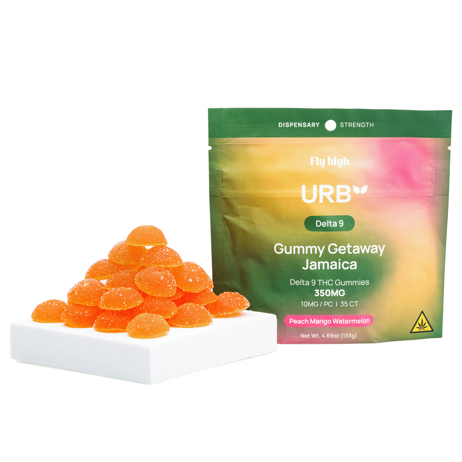 Urb Delta 9 THC Gummies – Peach Mango Watermelon (350 mg Total Delta 9 THC)