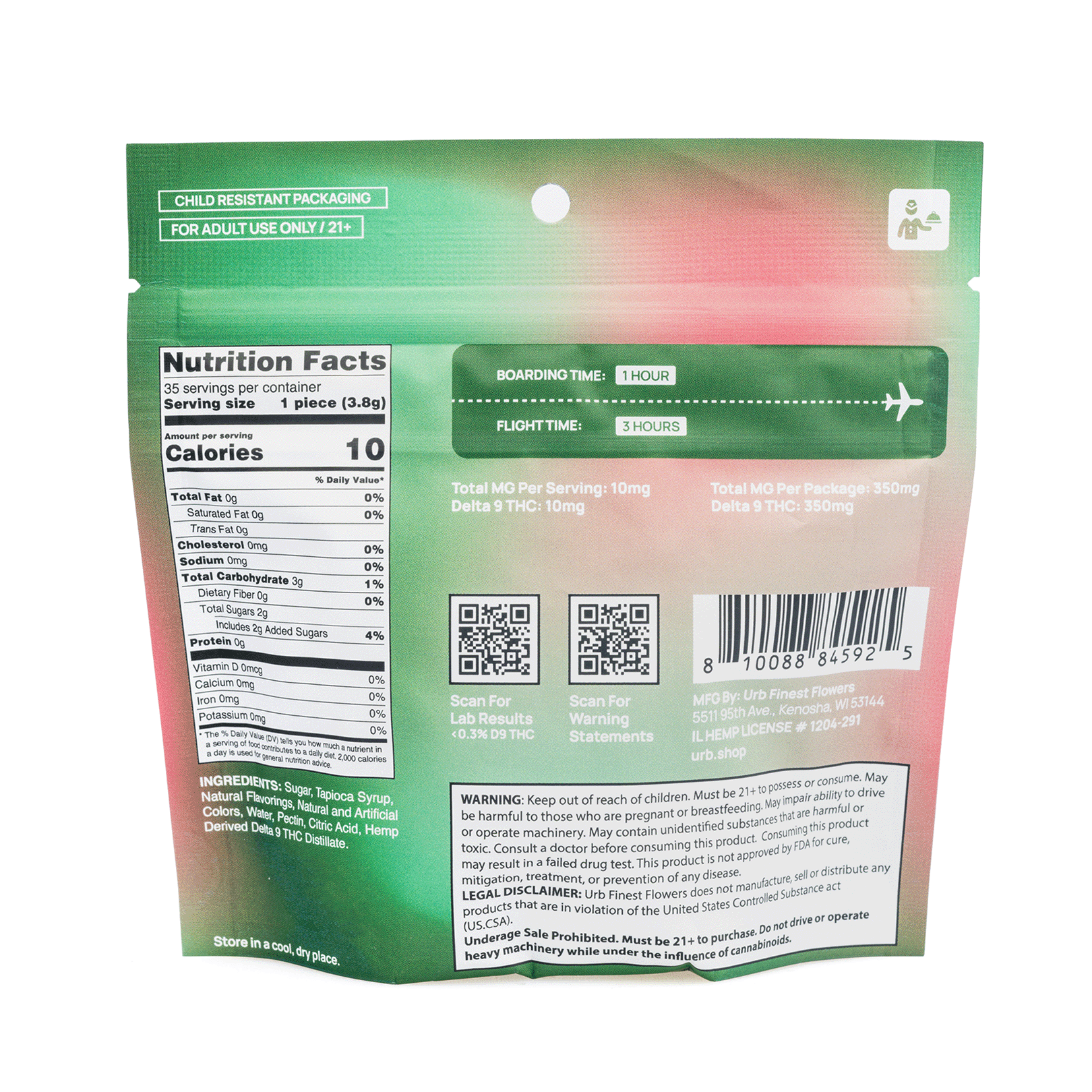 Urb Delta 9 THC Gummies – Prickly Pear Watermelon (350 mg Total Delta 9 THC) - Image 2