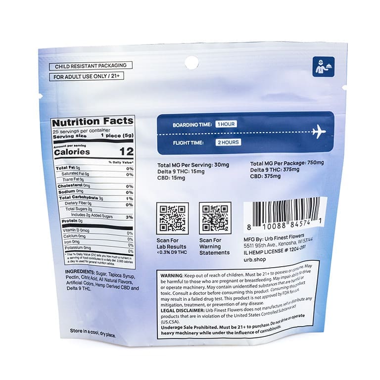 Urb Delta 9 and CBD Gummies – Blueberry Pomegranate - Image 3