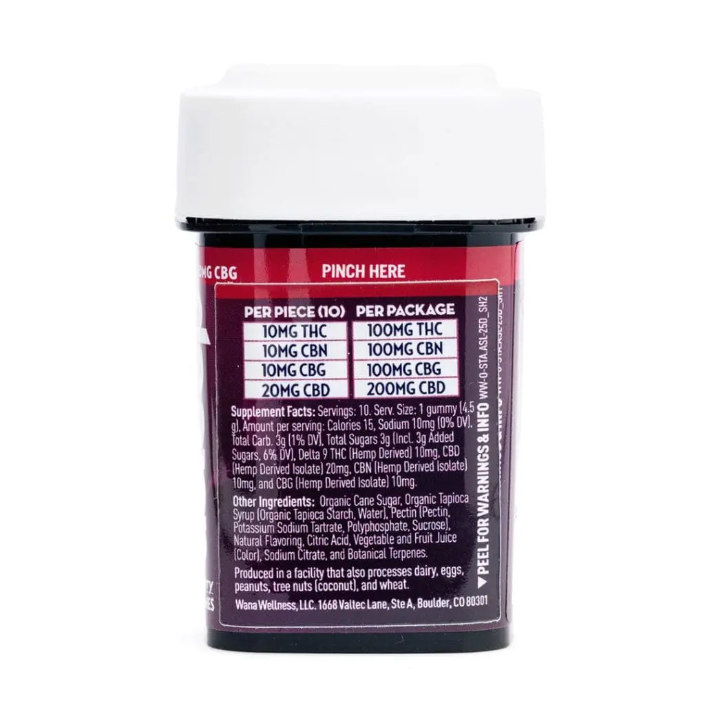 Wana Optimals Stay Asleep Gummies (500 Total Cannabinoids) - Image 3