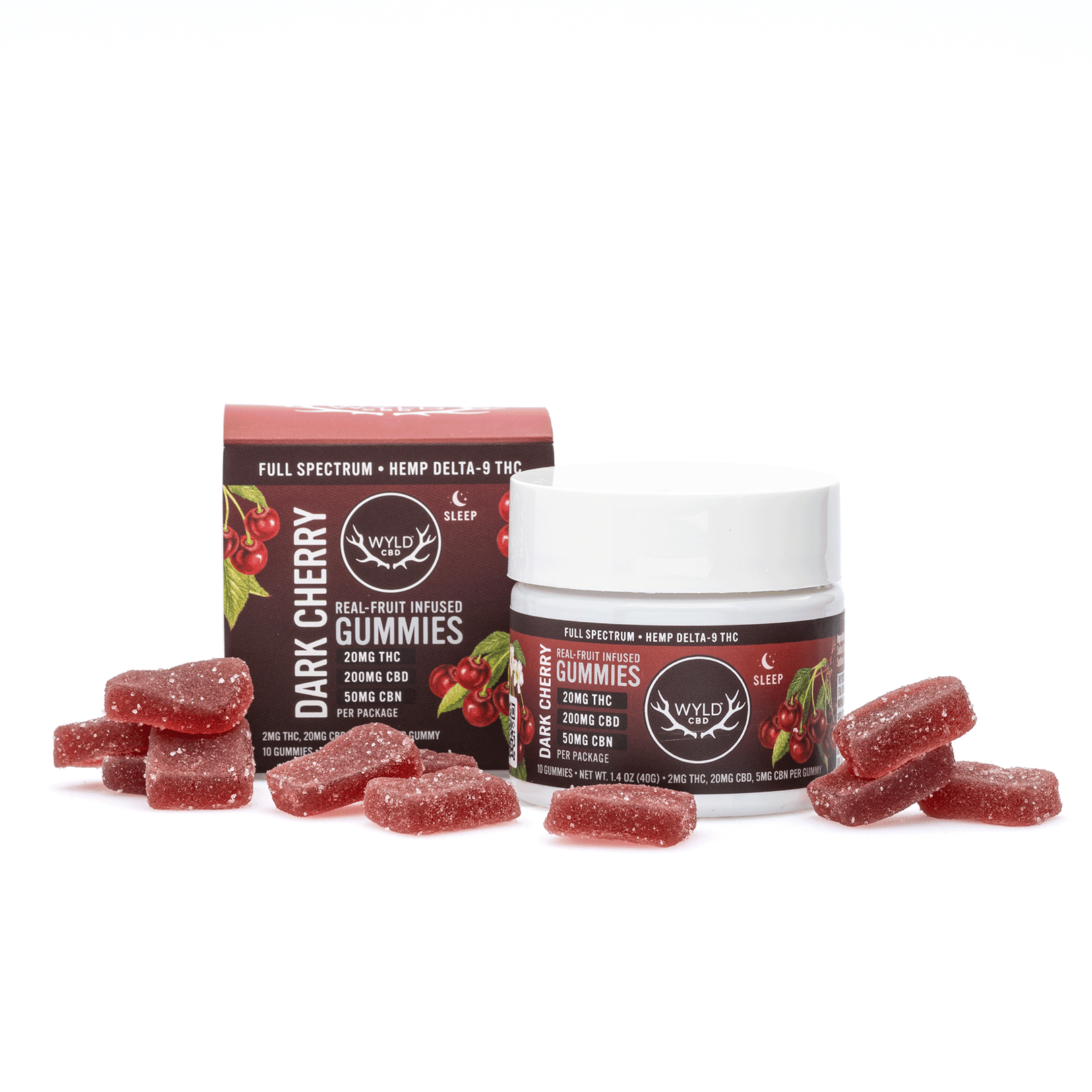 Wyld Delta 9 / CBD / CBN Low Dose Calm Gummies – Dark Cherry – 10 Count (270 mg Total Cannabinoids)